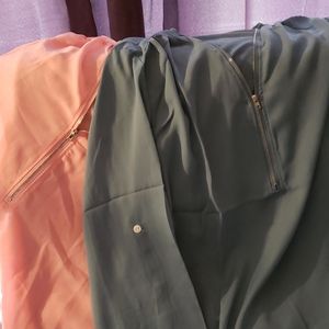Two Ladies zip front blouses
